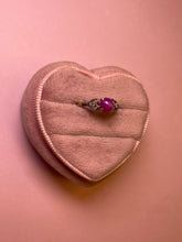 Load image into Gallery viewer, Hot Pink Star Sapphire Cabochon Double Diamond Heart Ring
