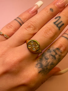 Tic Tac Toe Diamond Signet Ring