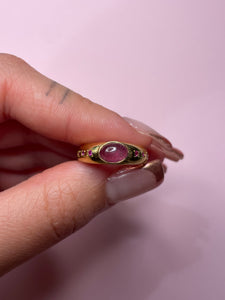 Pink Tourmaline Cabochon Ruby Starset Dome Band