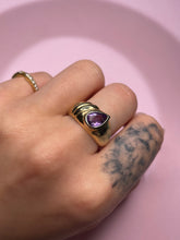 Load image into Gallery viewer, Chunky Teardrop Amethyst Ribbed Ring
