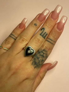 Onyx Diamond Heart Ring