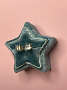 Princess Cut Aquamarine Studs