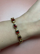 Load image into Gallery viewer, Oval Bezel Garnet Station Bracelet
