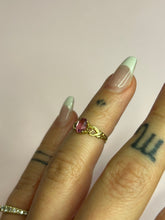 Load image into Gallery viewer, Hot Pink Tourmaline Double Heart Pinky Ring
