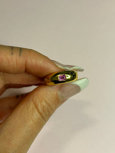 Chubby Domed Hot Pink Sapphire Pinky Ring