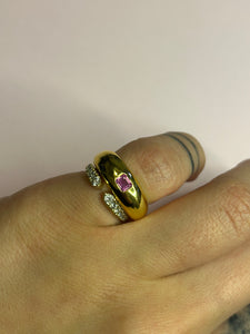 Chubby Domed Hot Pink Sapphire Pinky Ring