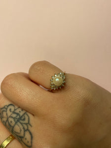 Pearl Diamond Pinky Ring