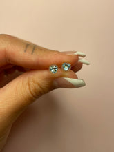 Load image into Gallery viewer, Aquamarine Heart Studs

