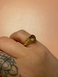 Ribbed Heart Cut Out Ring