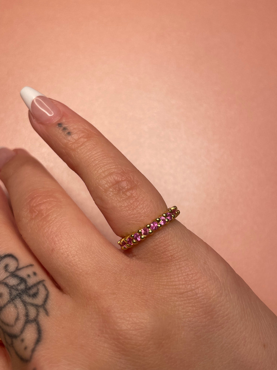 Pink Spinel Eternity Band