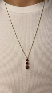 Triple Garnet Heart Pendant