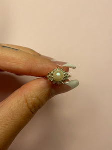 Pearl Diamond Pinky Ring