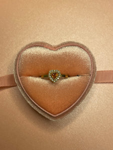 Orange Sapphire Diamond Heart Ring