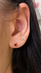 Ruby Diamond Heart Studs