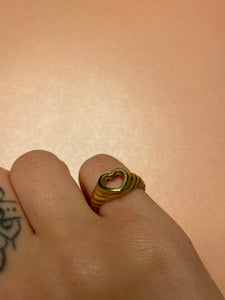 Ribbed Heart Cut Out Ring