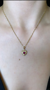 Ruby Diamond Heart Pendant