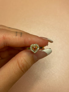 Orange Sapphire Diamond Heart Ring