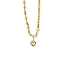 Load image into Gallery viewer, 10k yellow gold rope puff heart anklet
