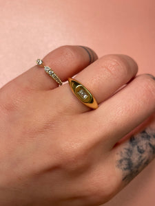 Chubby Baguette Diamond Signet Ring