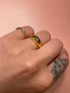 Chubby Baguette Diamond Signet Ring