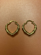 Load image into Gallery viewer, Small Bamboo Heart Hoops
