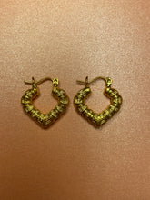 Load image into Gallery viewer, Mini Bamboo Heart Hoops

