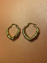 Load image into Gallery viewer, Small Bamboo Heart Hoops
