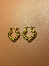 Load image into Gallery viewer, Mini Bamboo Heart Hoops
