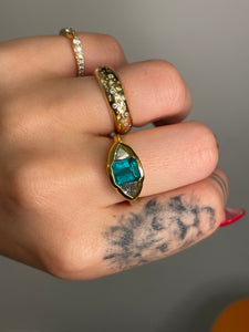 Emerald & Trillion Cut Diamond “Evil Eye” Ring