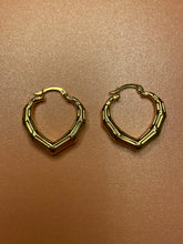Load image into Gallery viewer, Small Bamboo Heart Hoops
